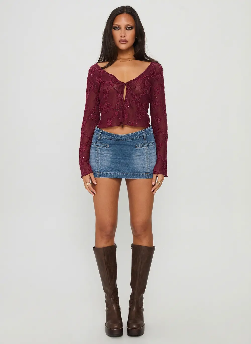 Darbi Denim Mini Skort Mid Blue