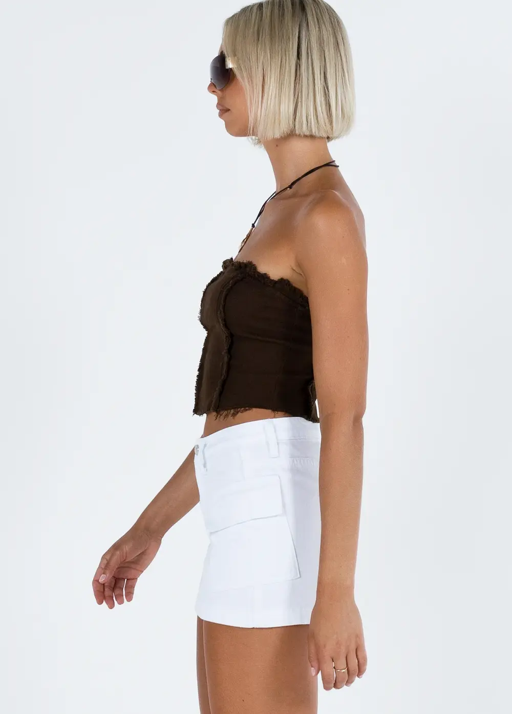 Zakai Cargo Denim Mini Skirt White