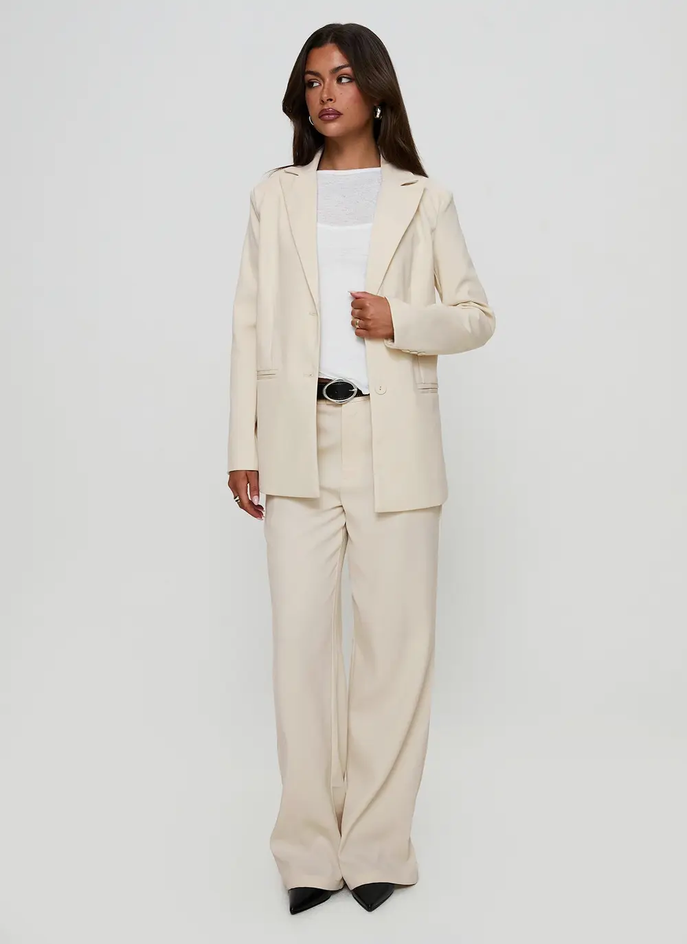 Crowd Pleaser Oversized Blazer Cream