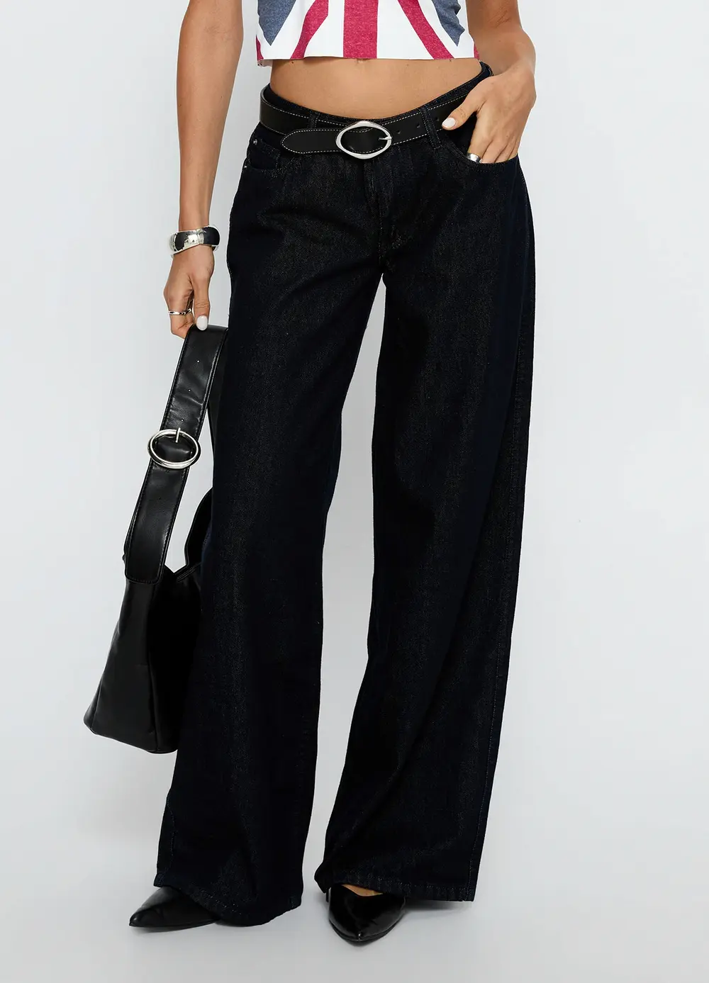 Ramos Low Rise Wide Leg Jeans Raw Indigo Blue