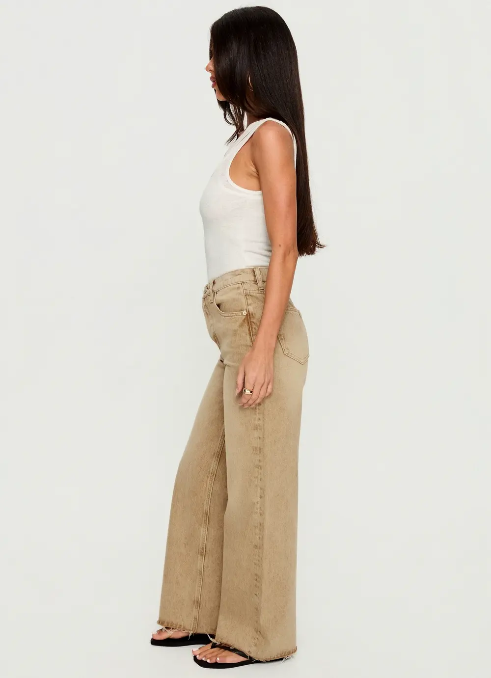 Fawcett High Rise Straight Leg Jeans Tan