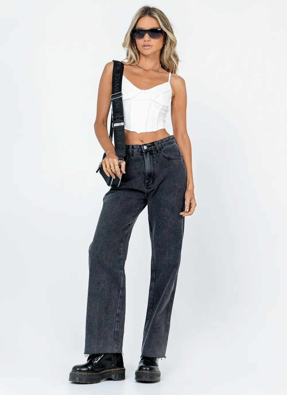Arlington High Rise Straight Leg Denim Jeans Black
