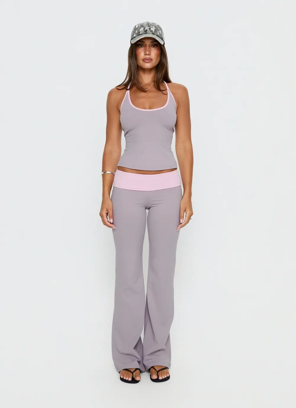 Kobee Jersey Flare Pants Slate / Dusty Pink