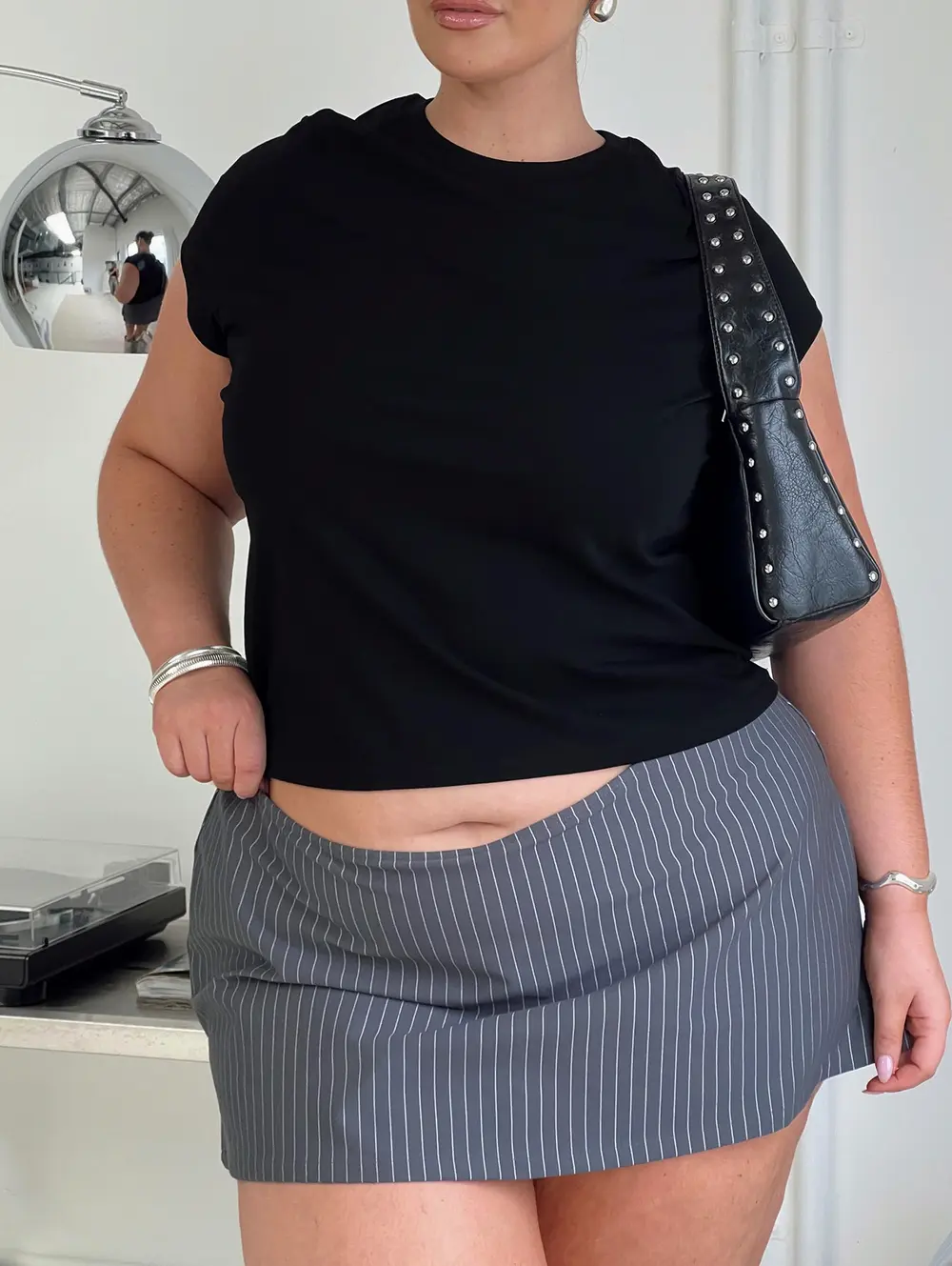 Can't Sleep Skort Charcoal Stripe Curve