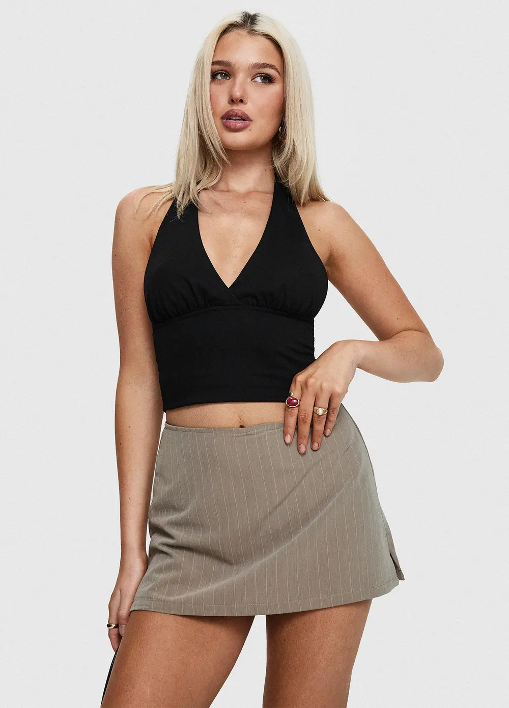 Gigi Skort Beige Pinstripe
