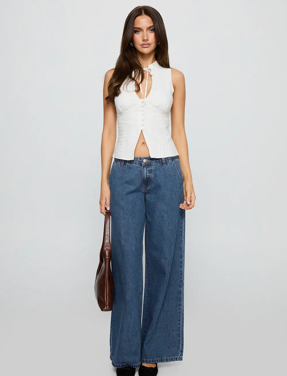 Hyde Low Rise Wide Leg Jeans Mid Blue