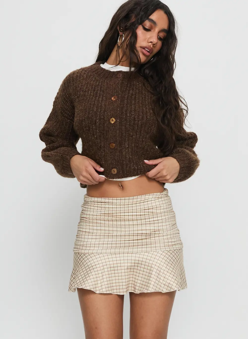 Celebrations Mini Skirt Beige Check