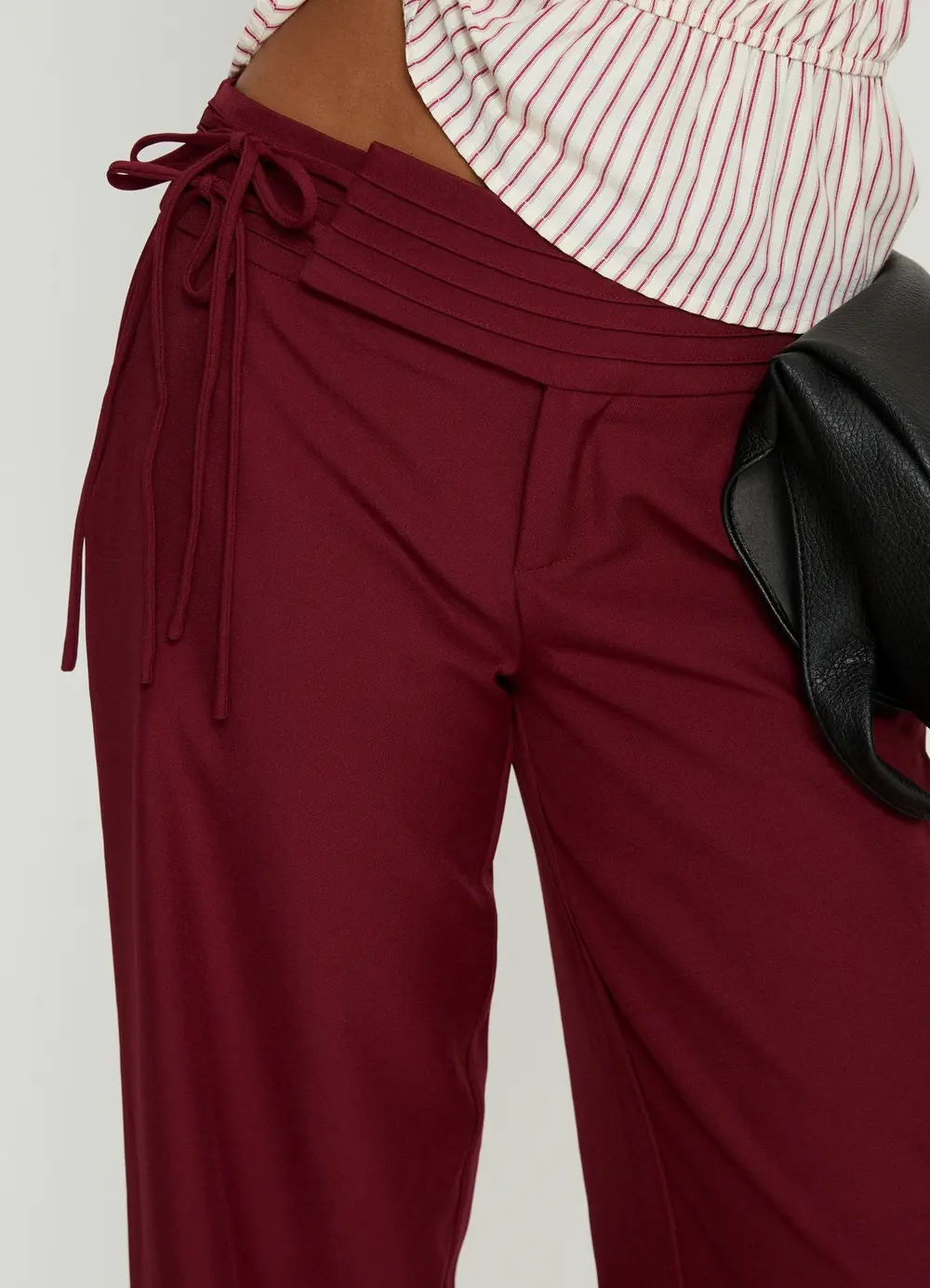 Good Riddance Pleat Tie Slouch Pants Burgundy