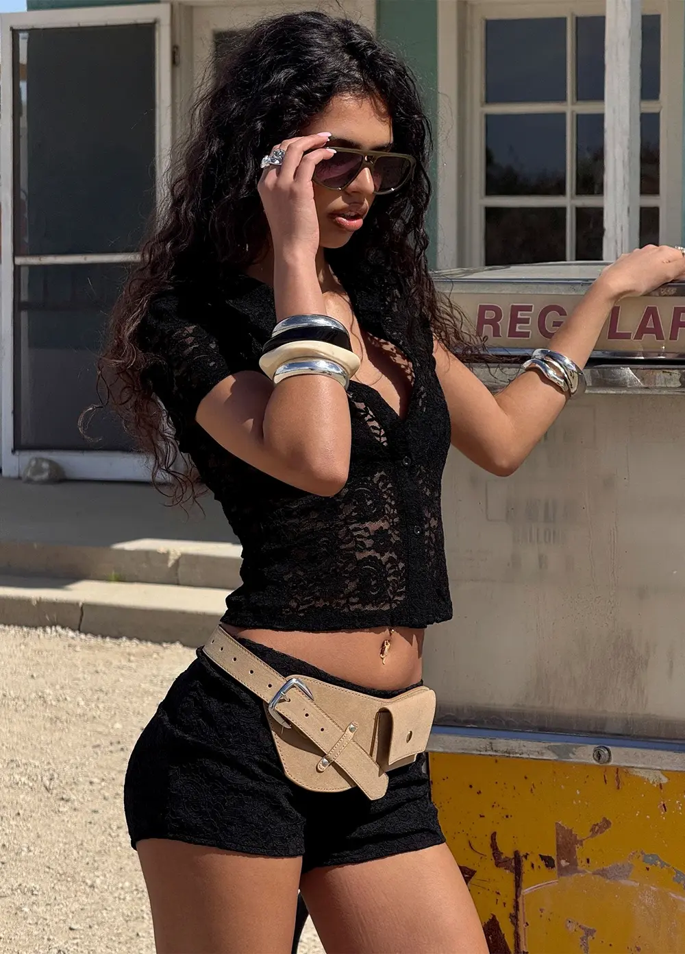 Daveney Lace Micro Shorts Black