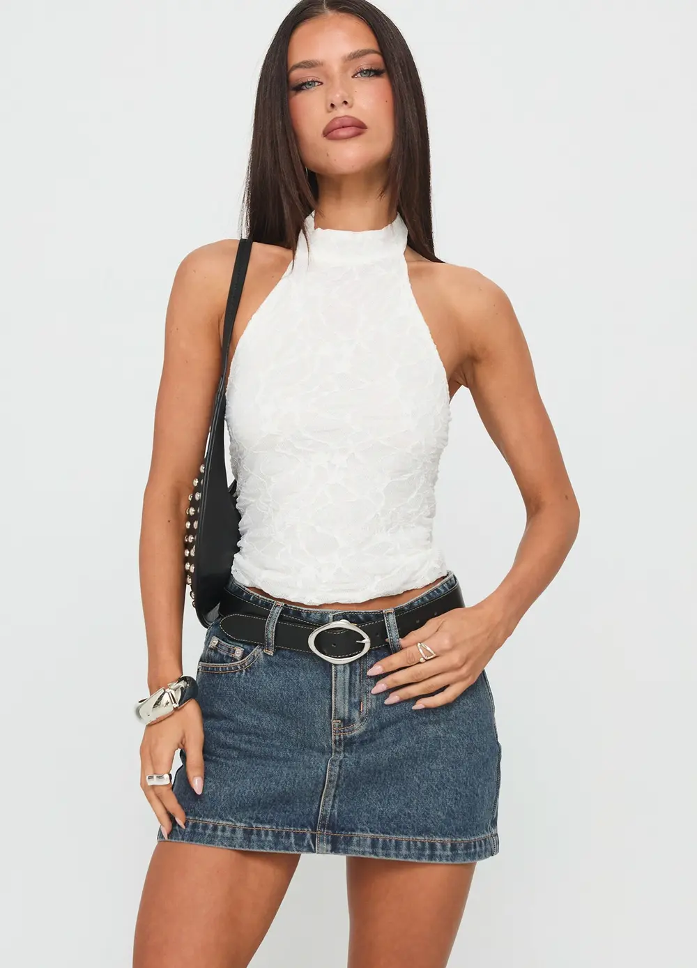 Nickei Denim Mini Skirt Washed Blue