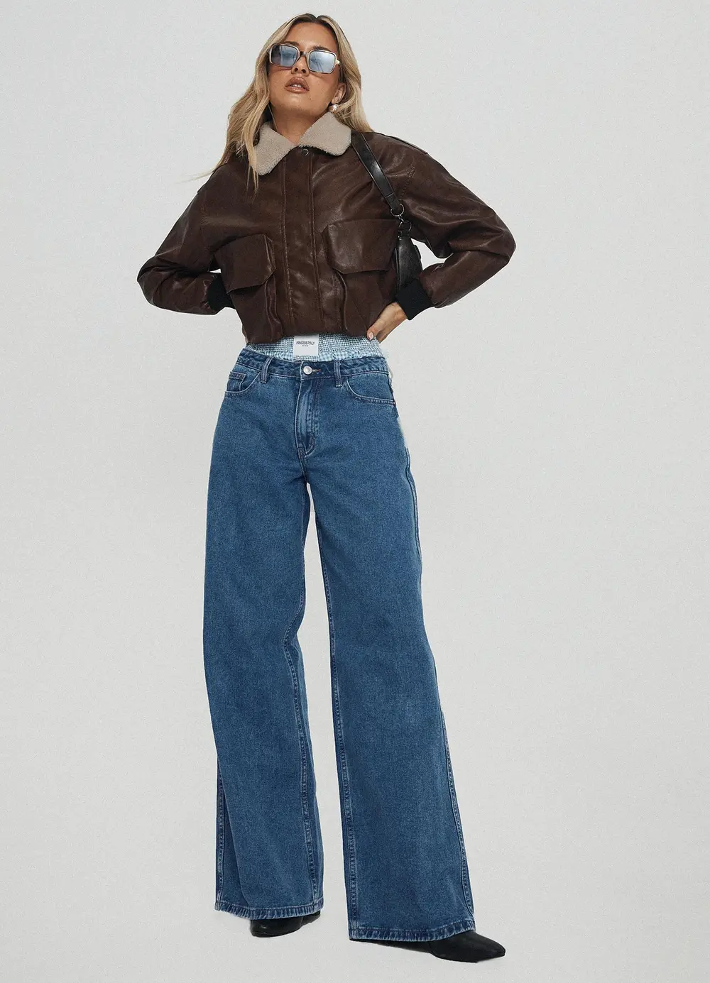 Ramos Low Rise Wide Leg Jeans Mid Blue Wash