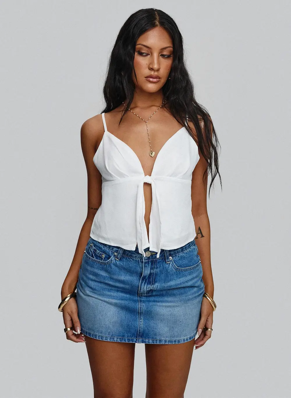 Paulette Denim Mini Skirt Light Wash