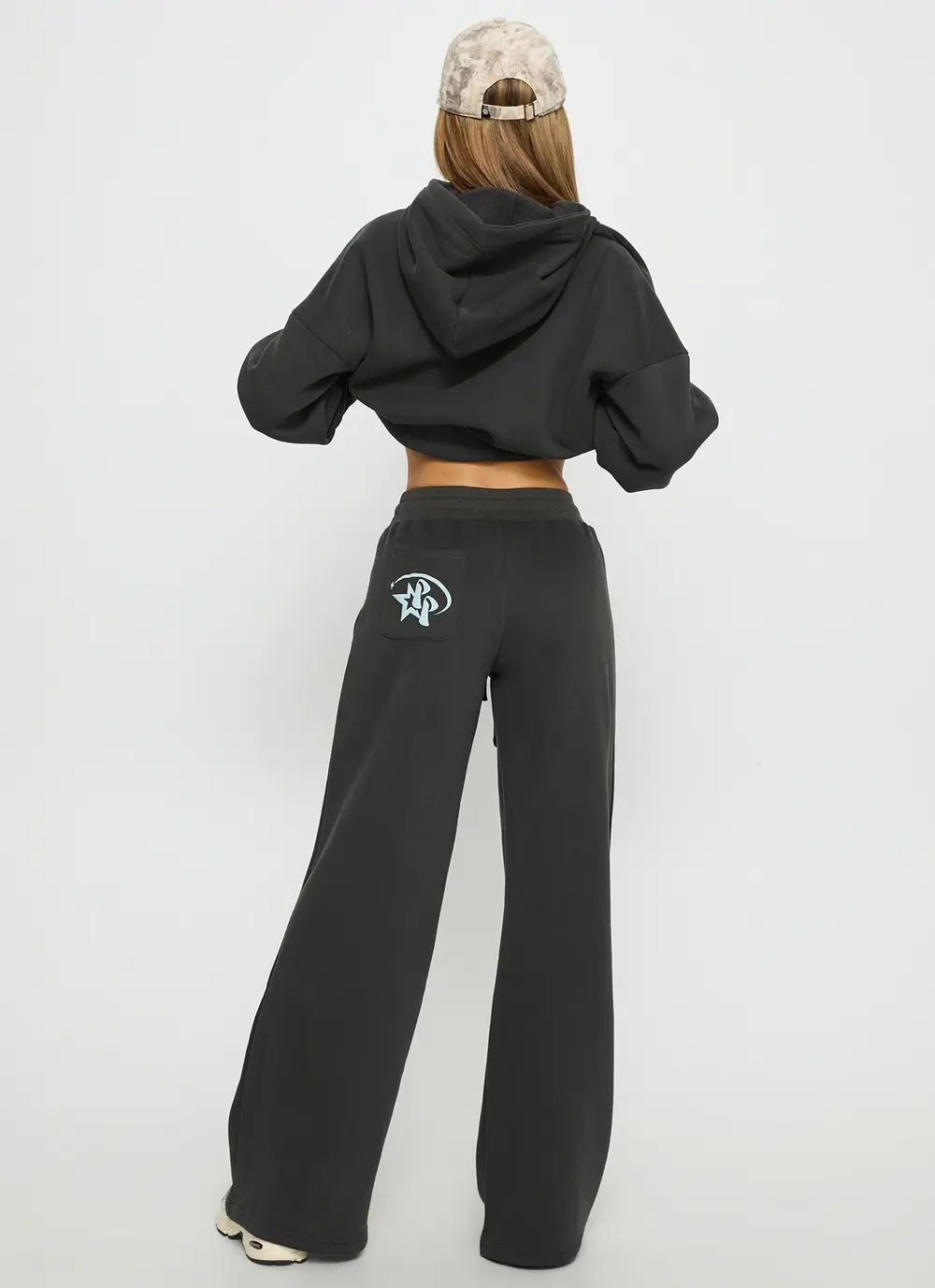 Princess Polly Stargirl Wide Leg Sweat Pants Charcoal