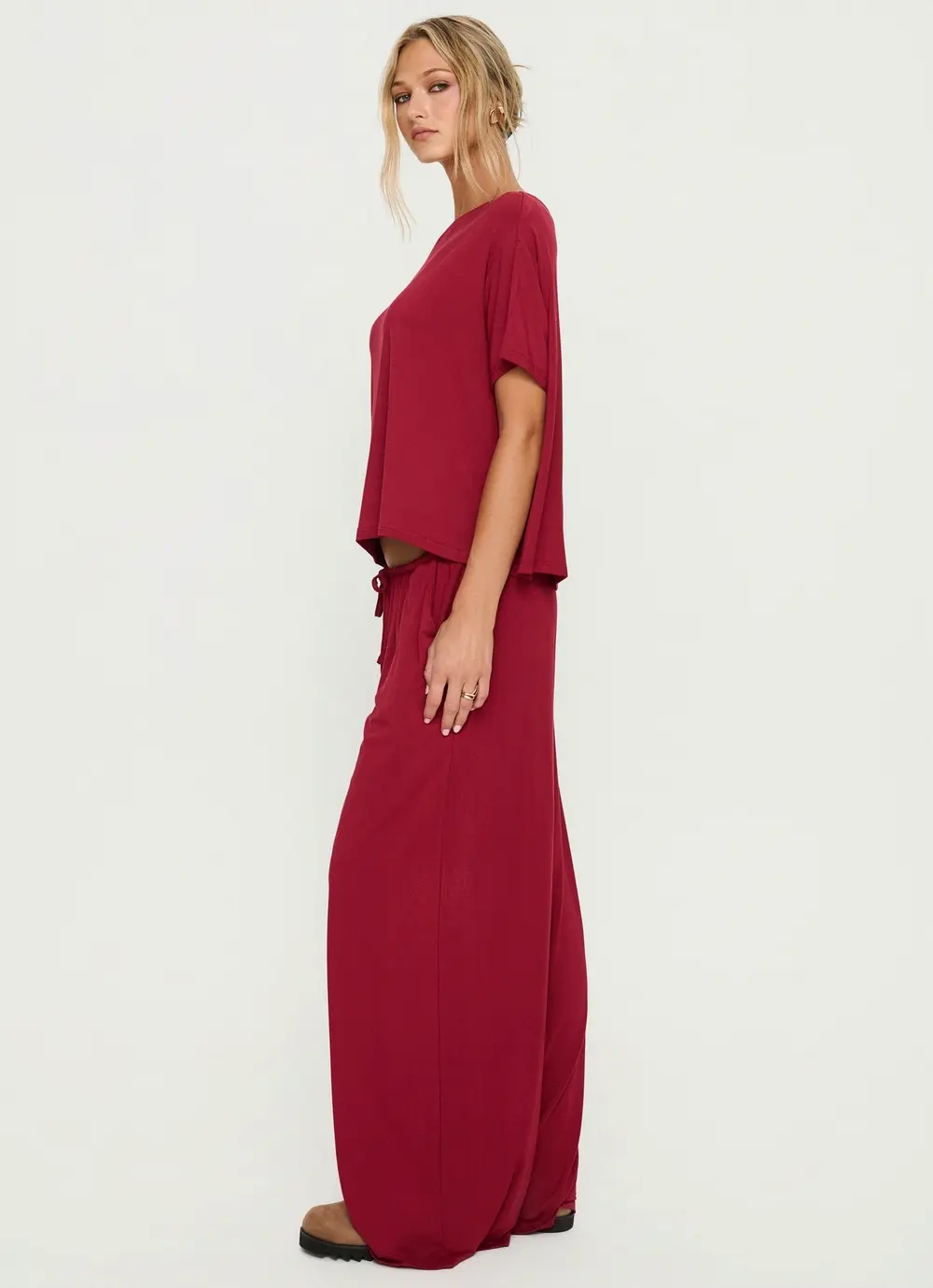 Cozy Hour Sleep Relaxed Pants Red