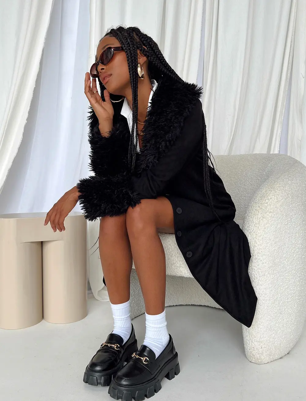 After Party Shearling Jacket Black