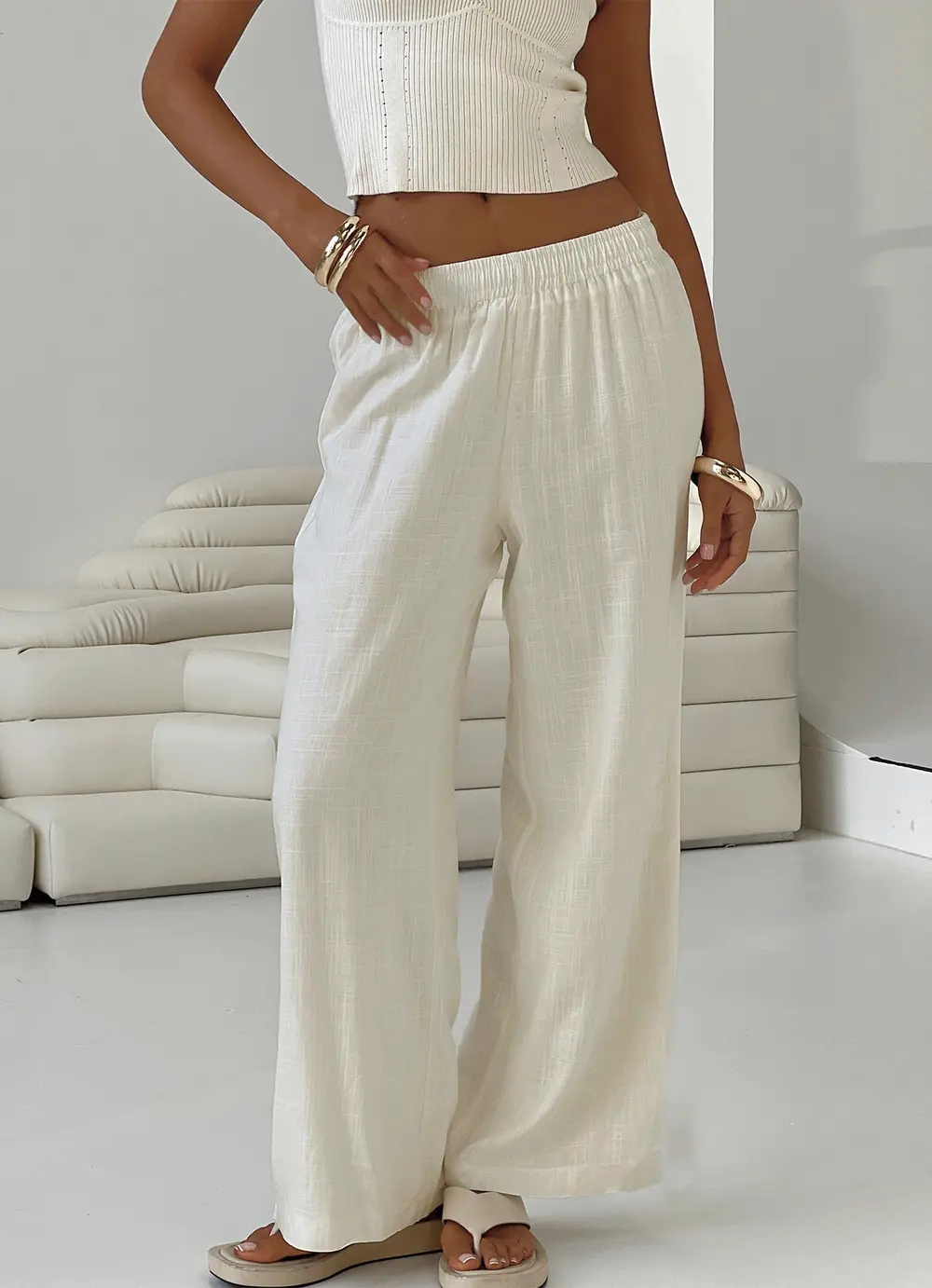 Louis Linen Blend Pants Off White