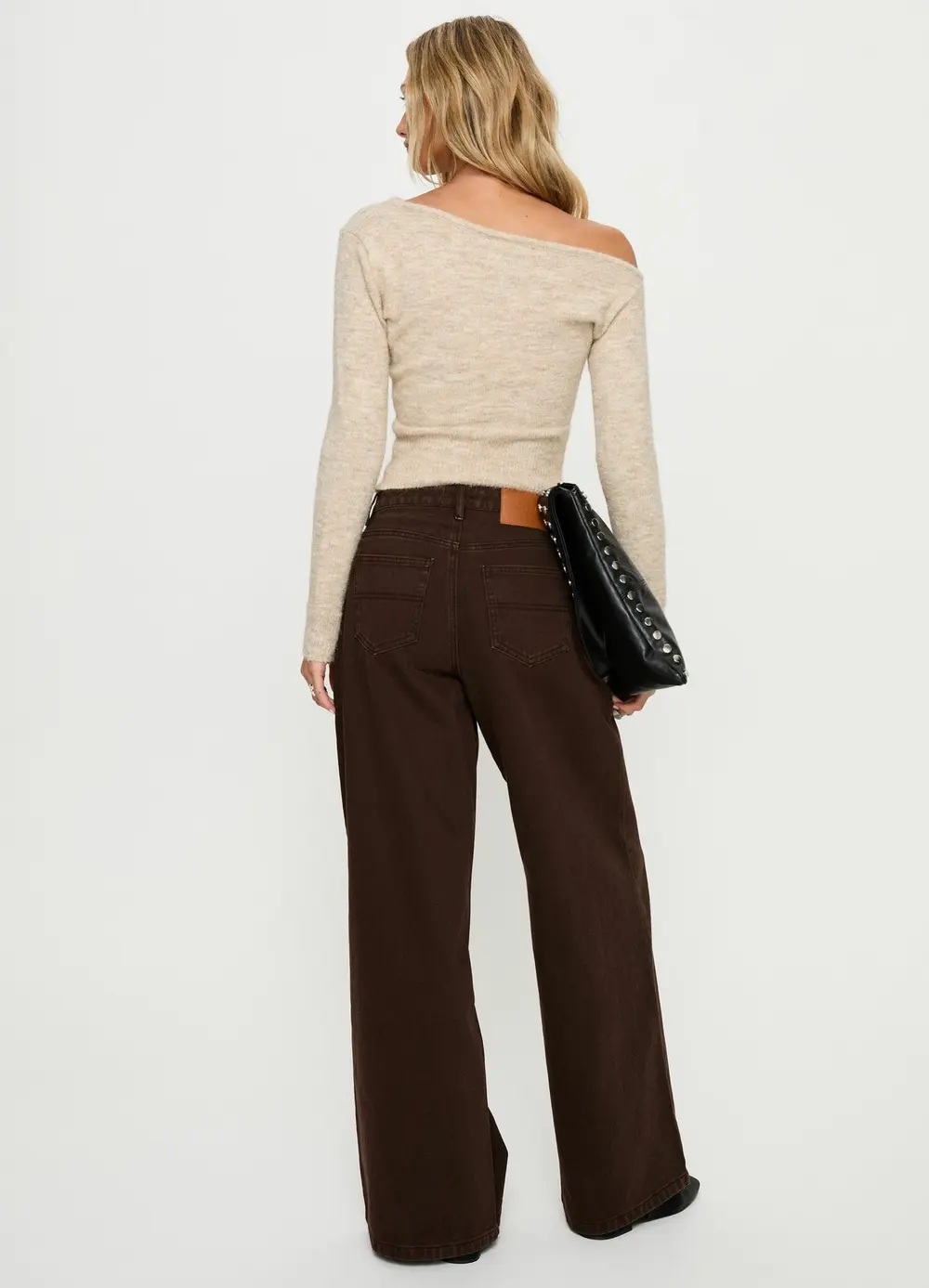 Naylor Mid Rise Wide Leg Jeans Brown