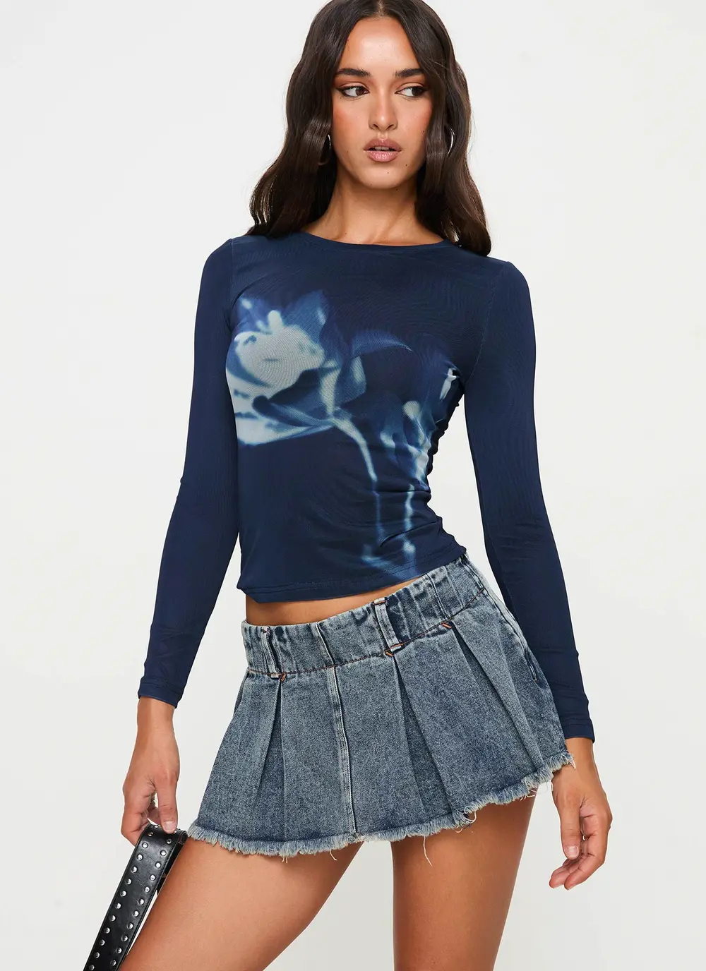 Allure 90's Mini Skort Faded Denim