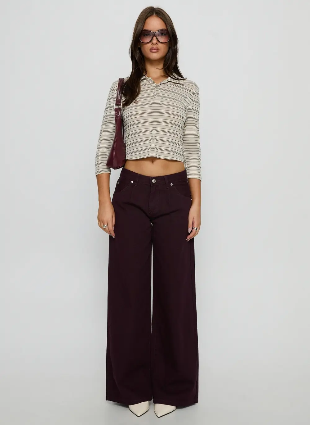 Supercut Low Rise Baggy Pleat Jeans Currant