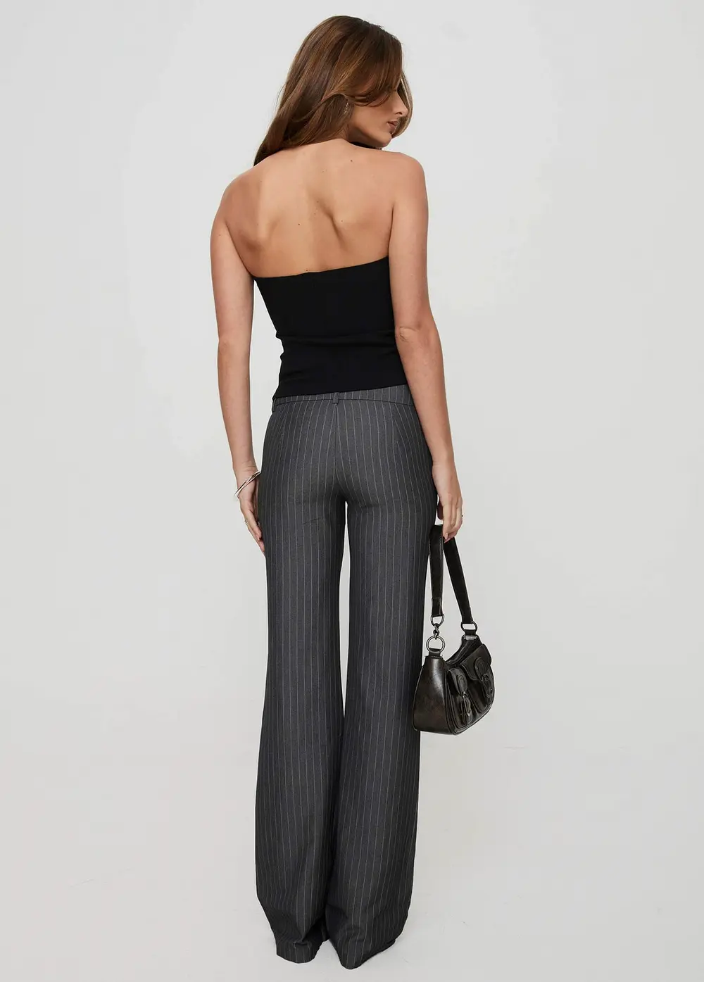 Kinkirk Flared Pants Grey Pinstripe Petite