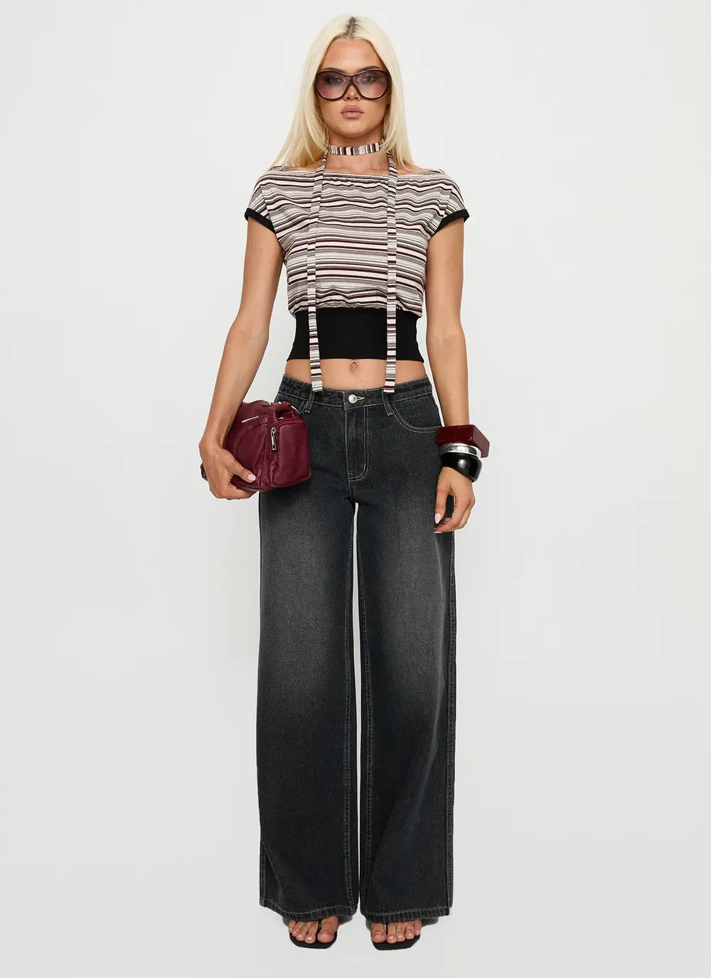 Ramos Low Rise Wide Leg Jeans Dark Grey Wash