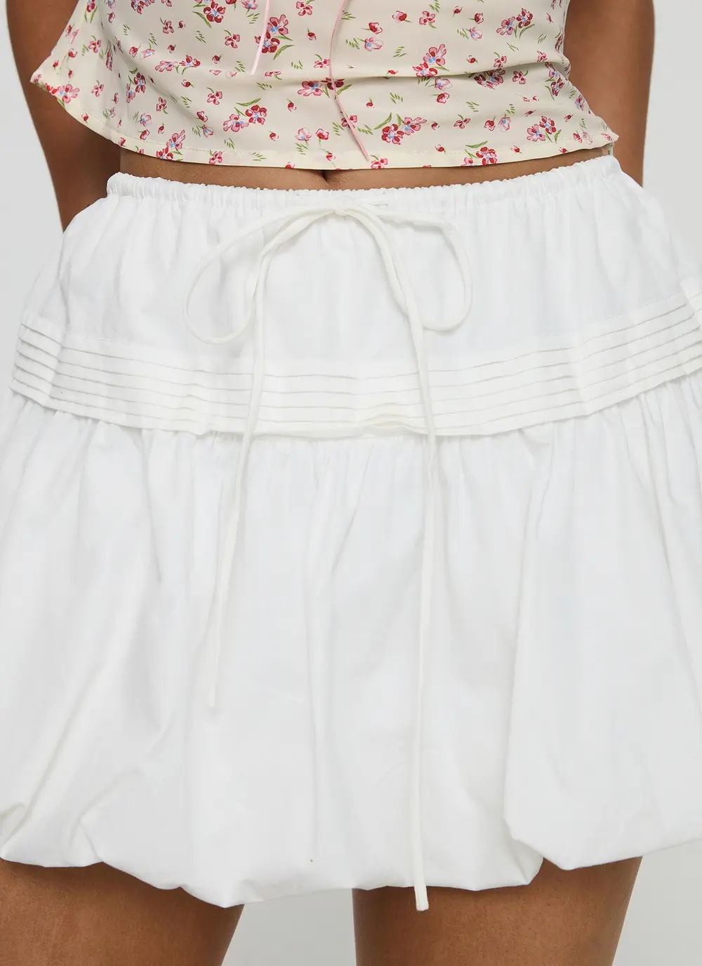 Dear London Bubble Hem Mini Skirt White