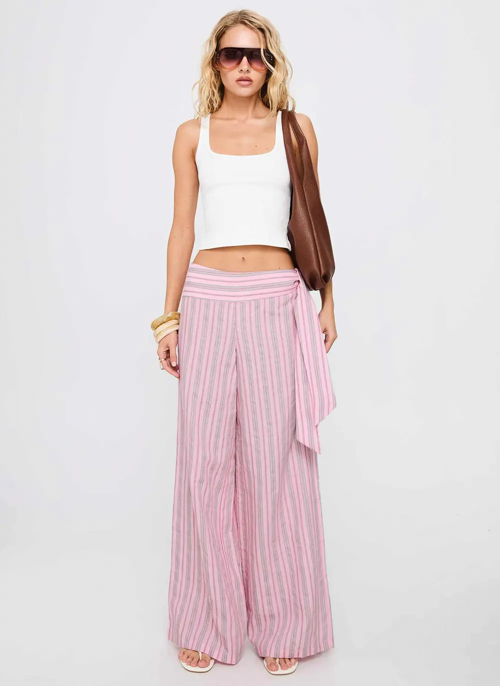 Wave Dancer Tie Pant Pink Stripe