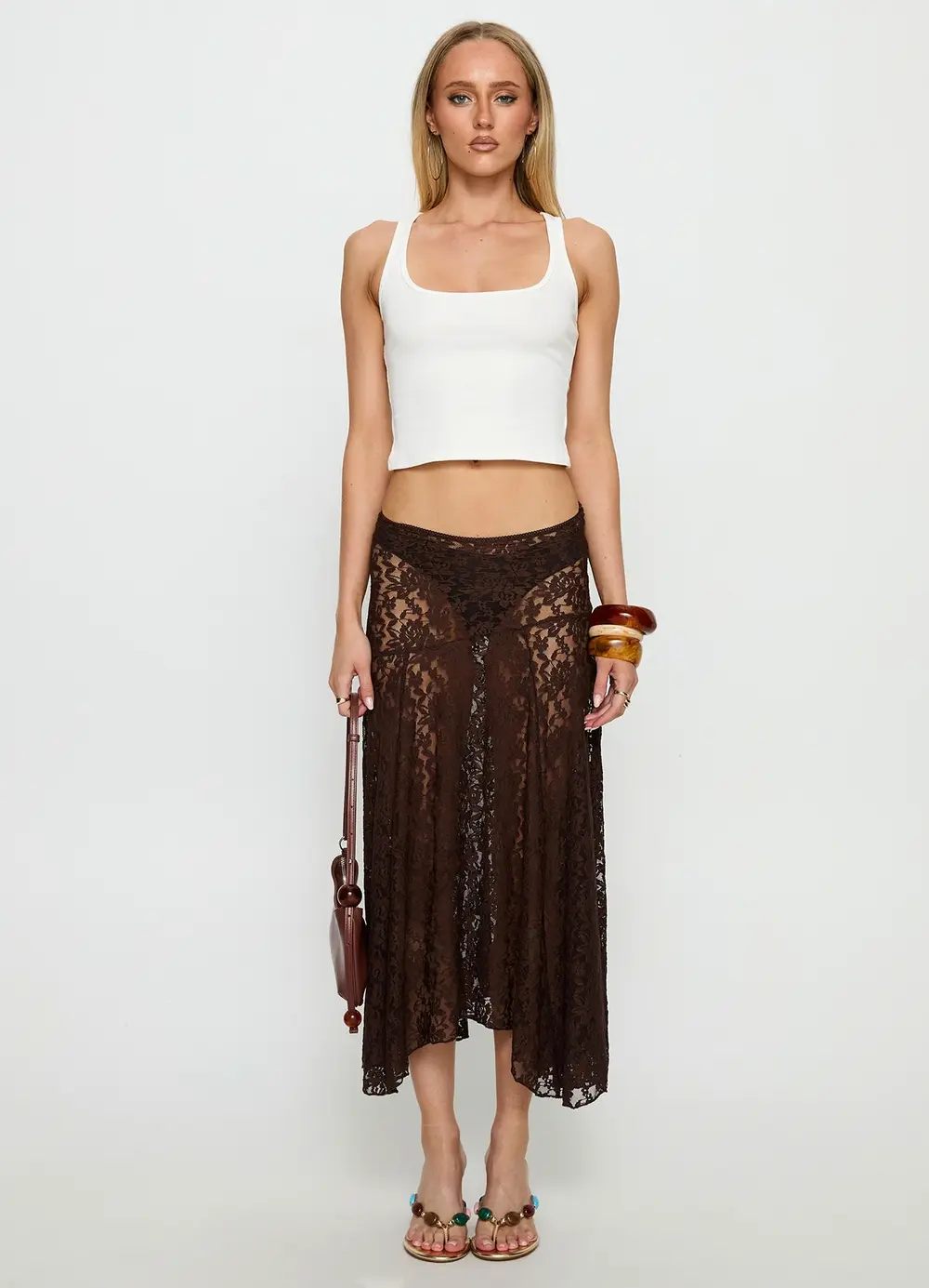 Tidal Midi Skirt Chocolate