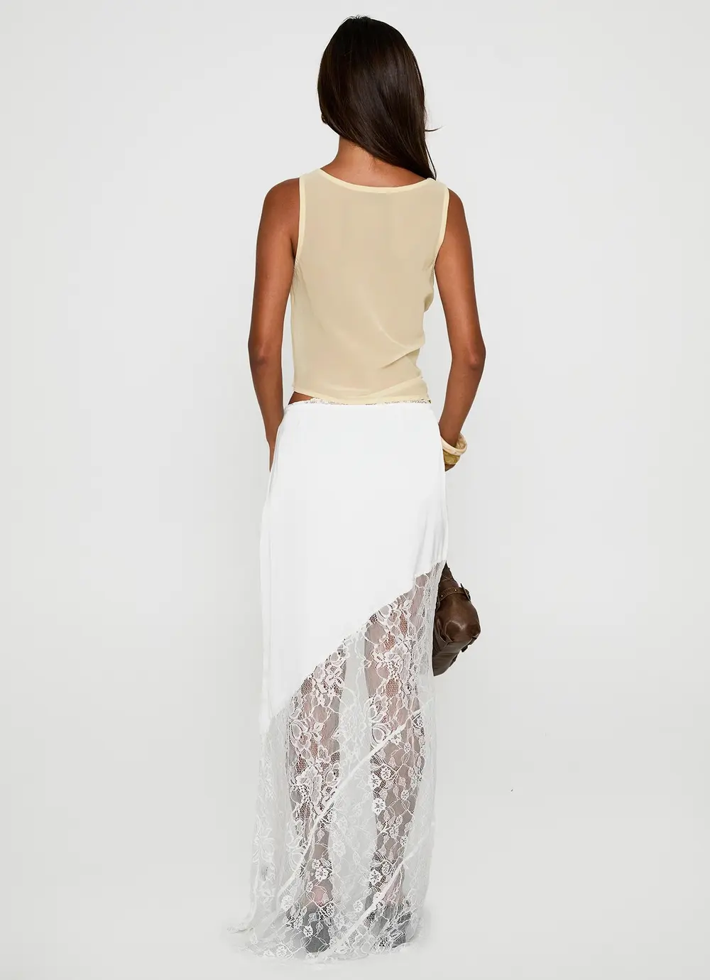 Castelli Lace Maxi Skirt White