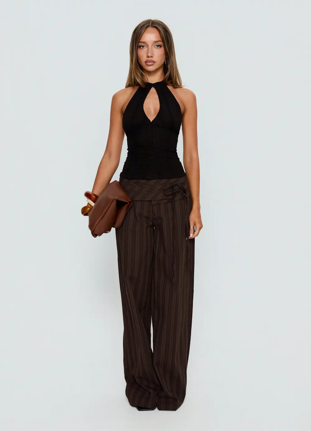 Seneca Wrap Pant Brown Stripe