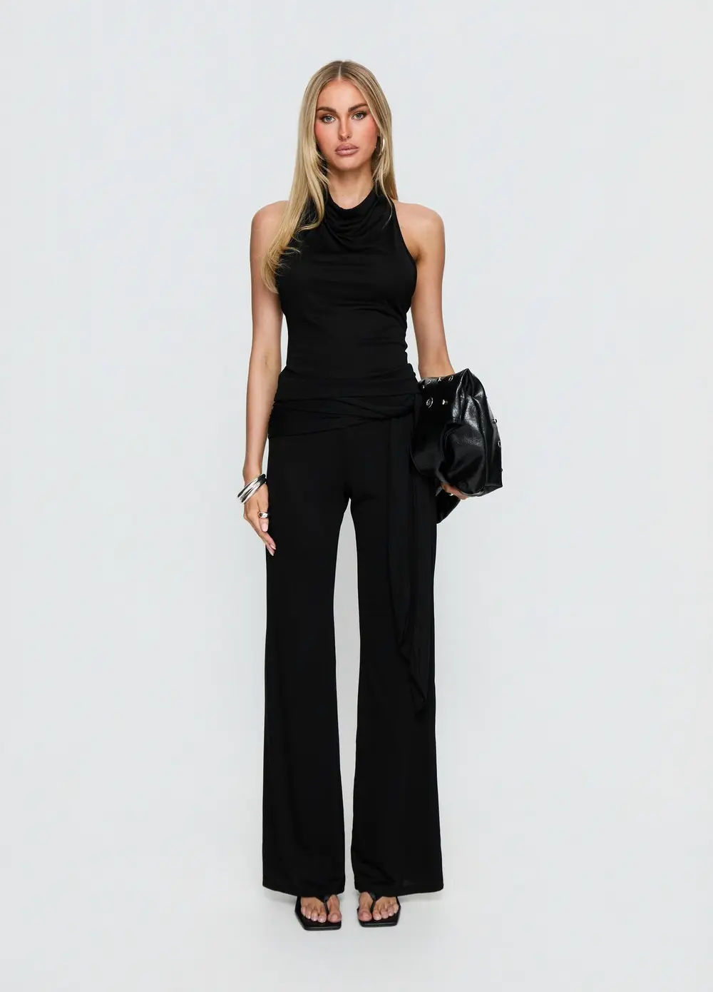 Katiana Wrap Jersey Pants Black