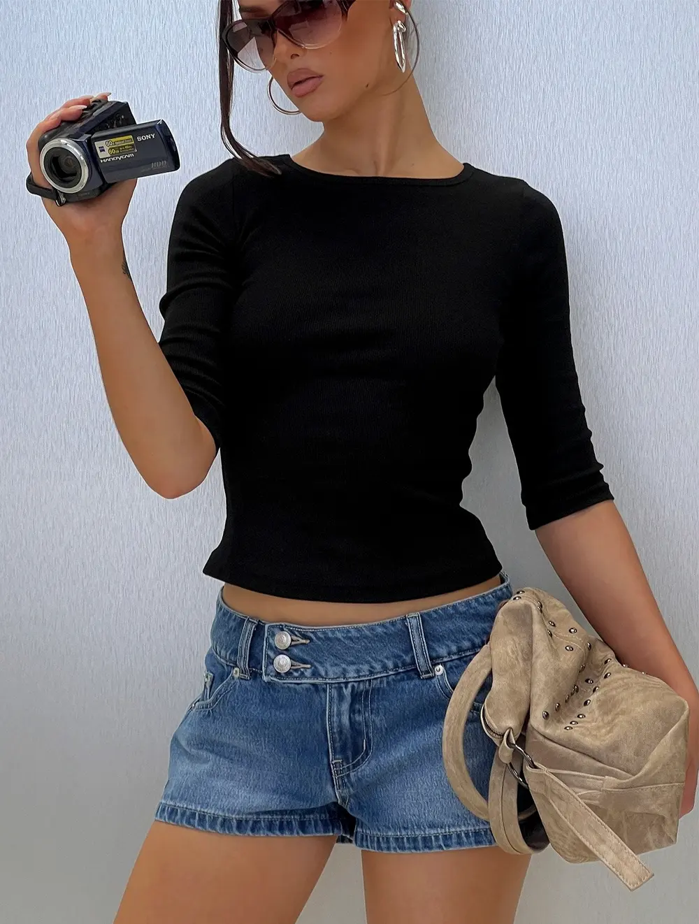 Cruiza Low Rise Micro Denim Short Mid Blue Wash