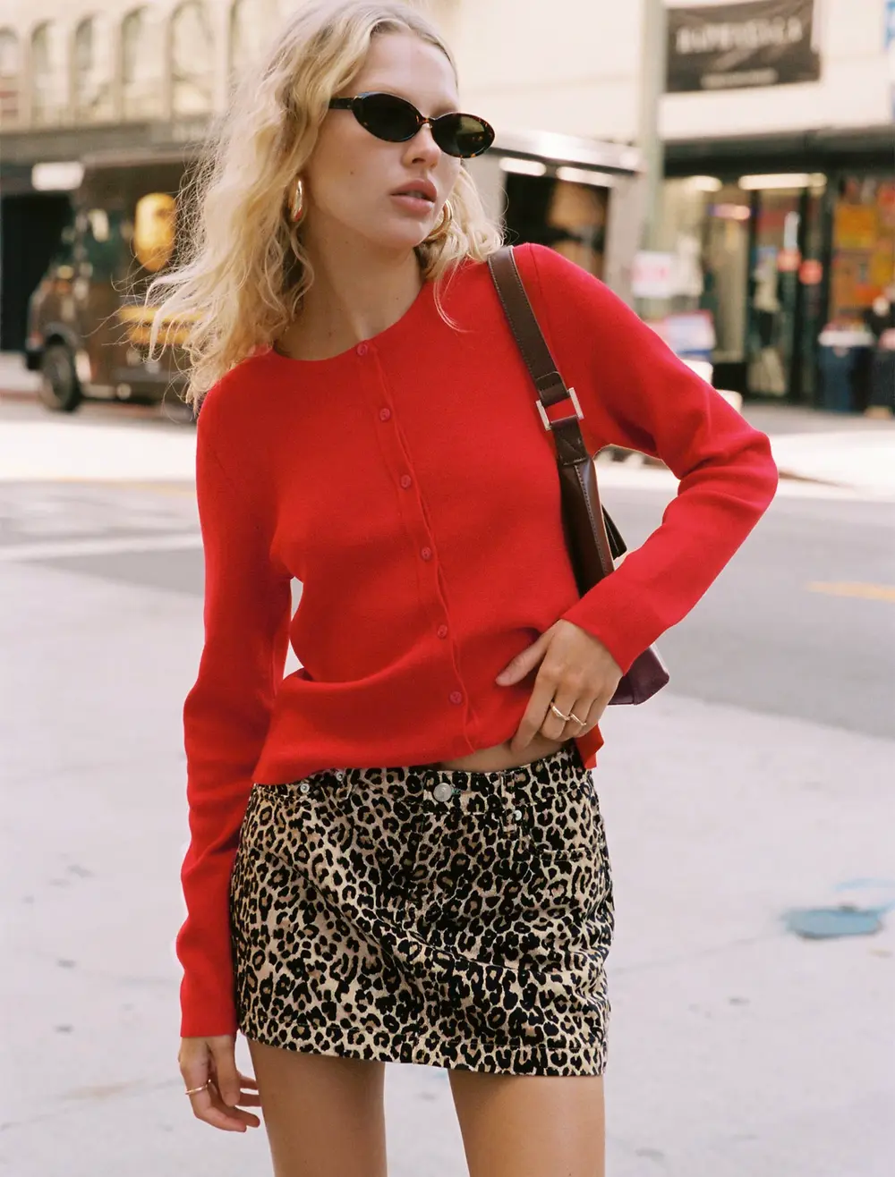 Nickei Denim Mini Skirt Leopard