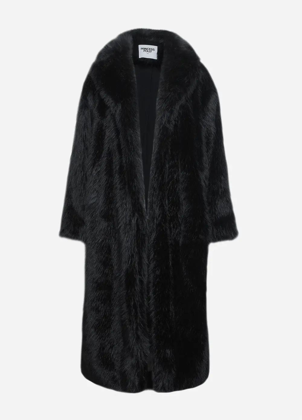 End Of Beginning Faux Fur Longline Jacket Black
