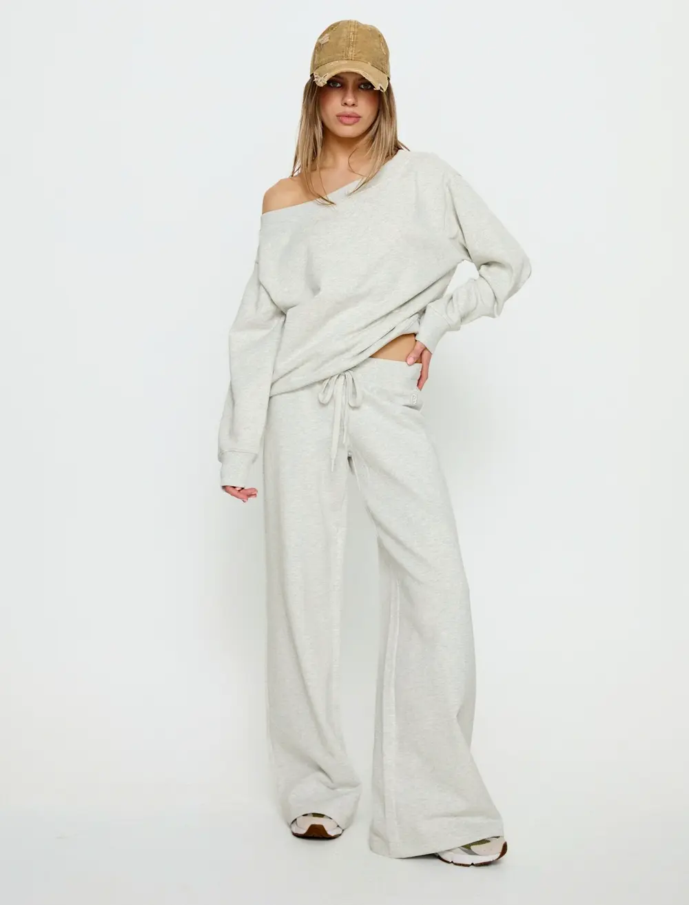 Dodie Wide Leg Pants Grey Marle