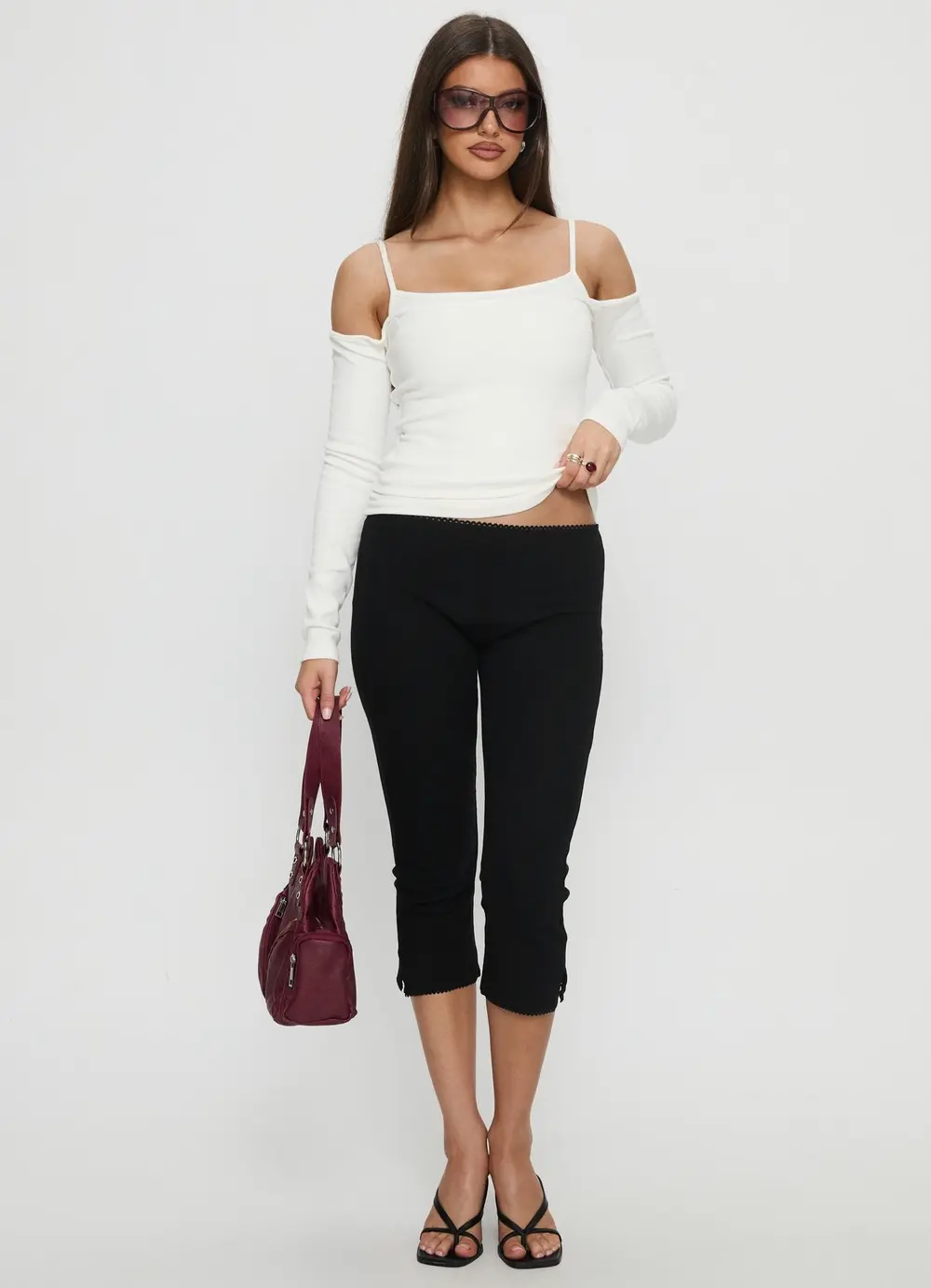 Baseline Rib Capri Pants Black