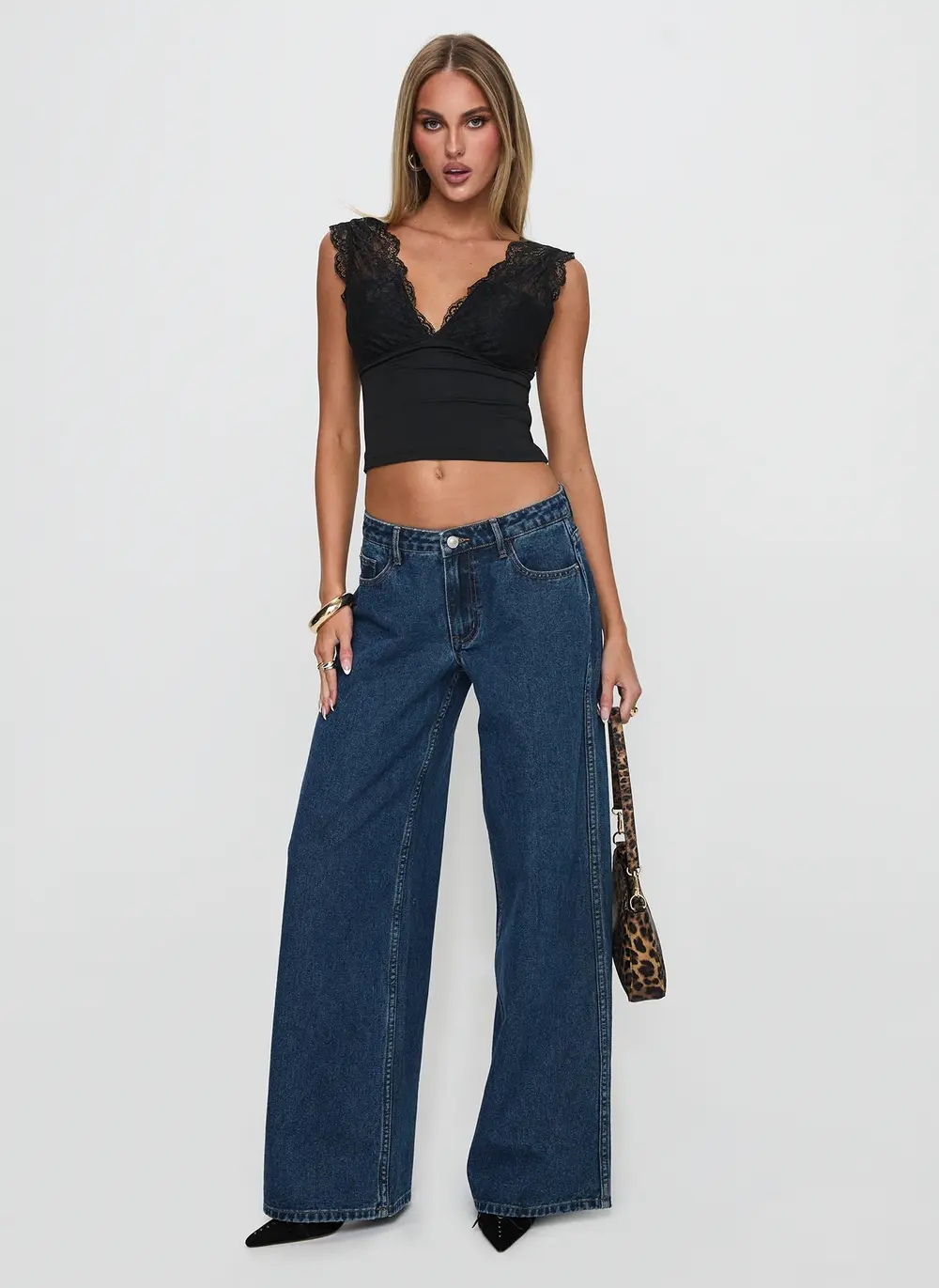 Ramos Low Rise Denim Jeans Dark Blue Wash