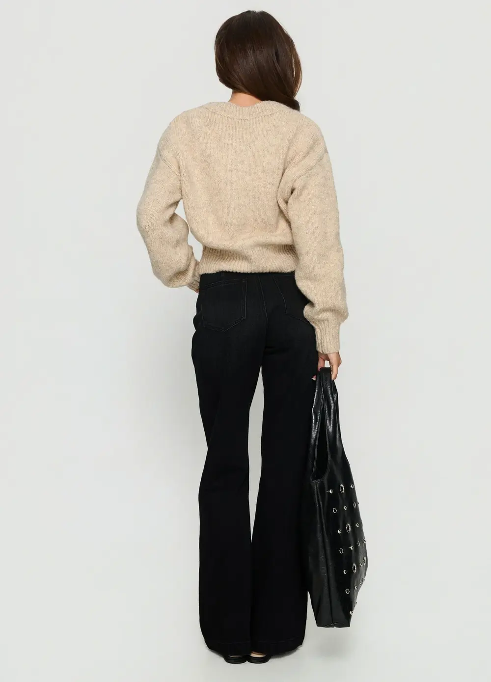 Slow Ride Mid Rise Bootleg Belted Jeans Washed Black