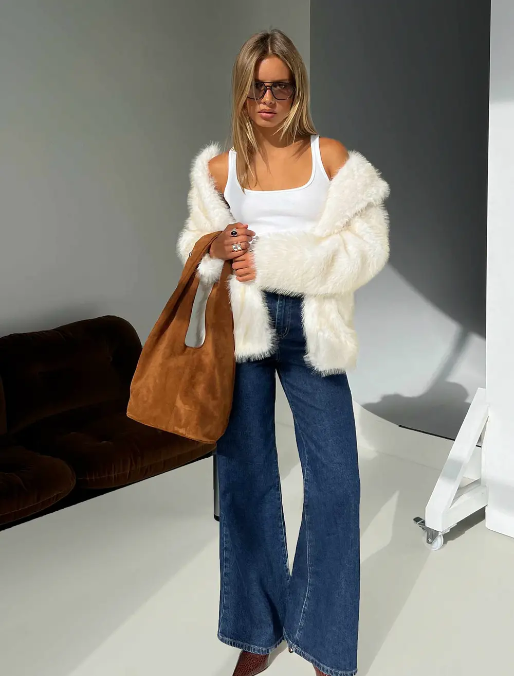 Clova Faux Fur Coat White