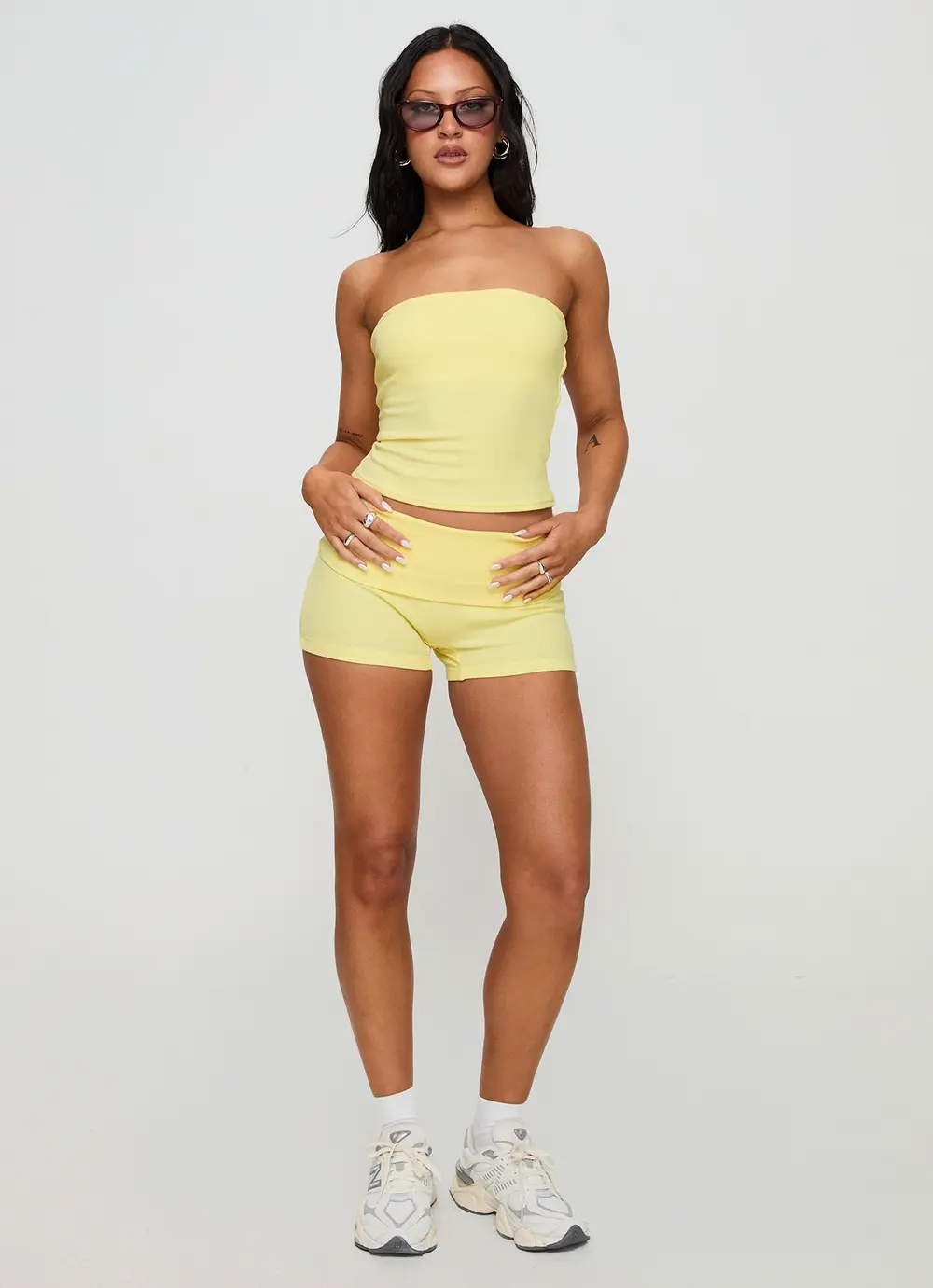 Baseline Low Rise Rib Shorts Yellow
