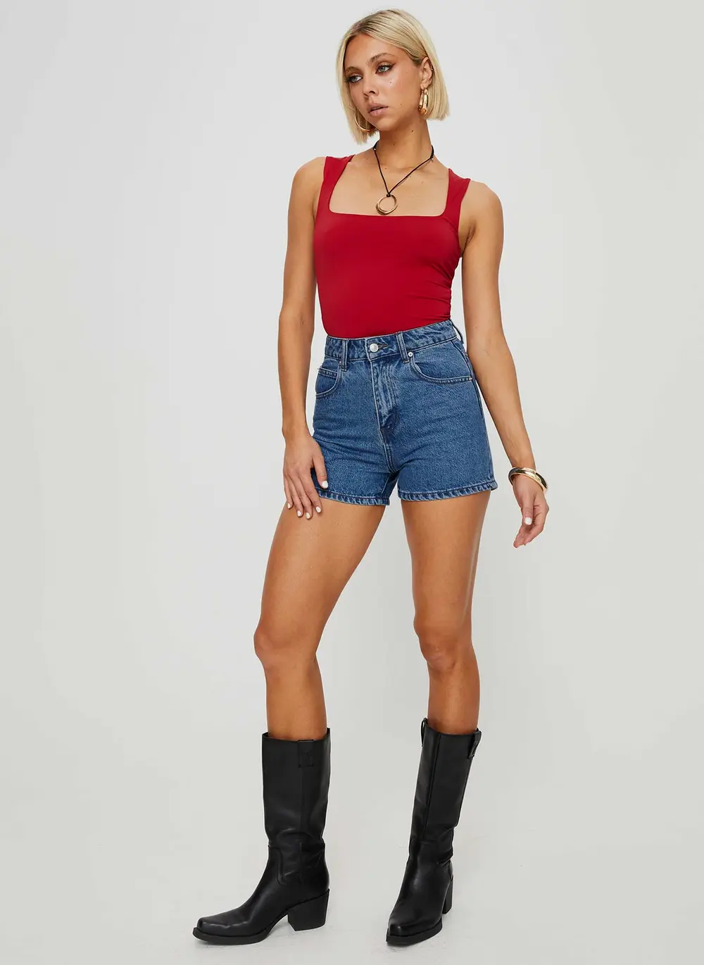 Tropicana Denim Shorts Mid Wash