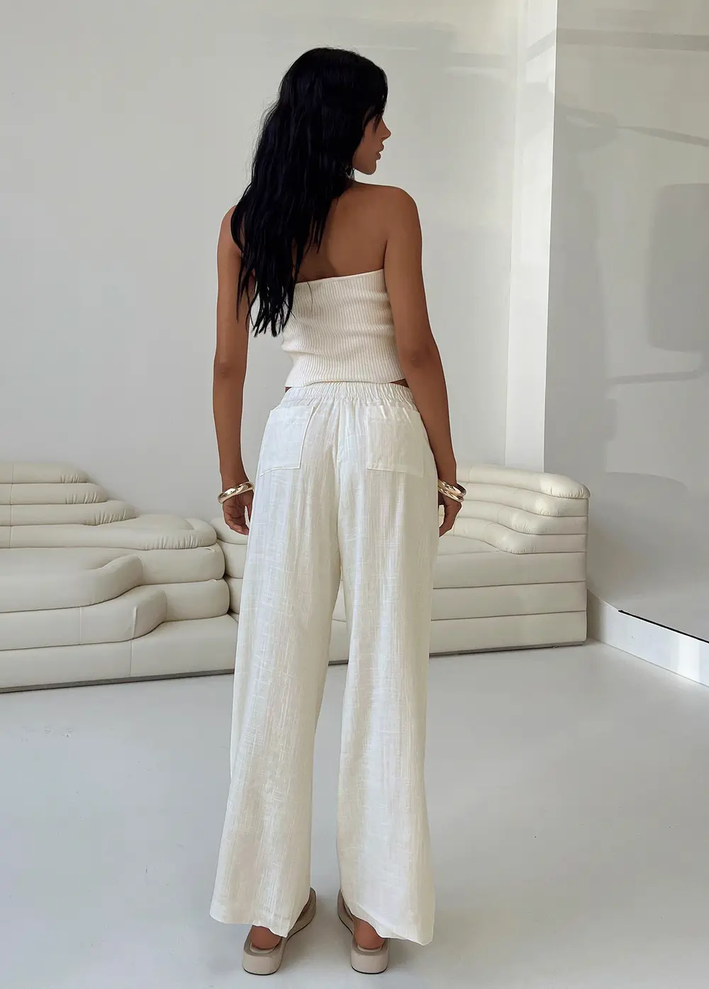 Louis Linen Blend Pants Off White