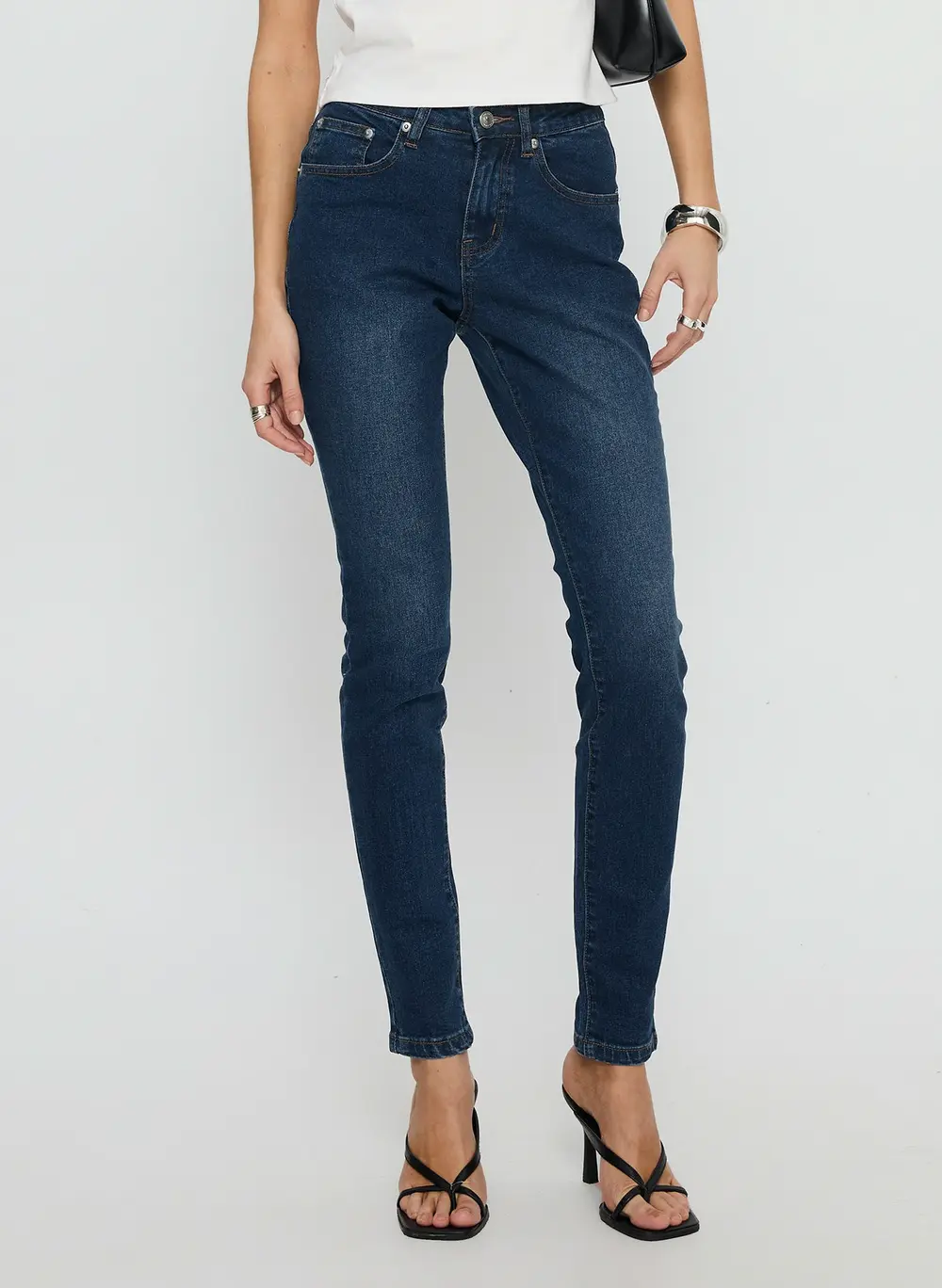 Illyssa Mid Rise Skinny Jeans Mid Blue Wash