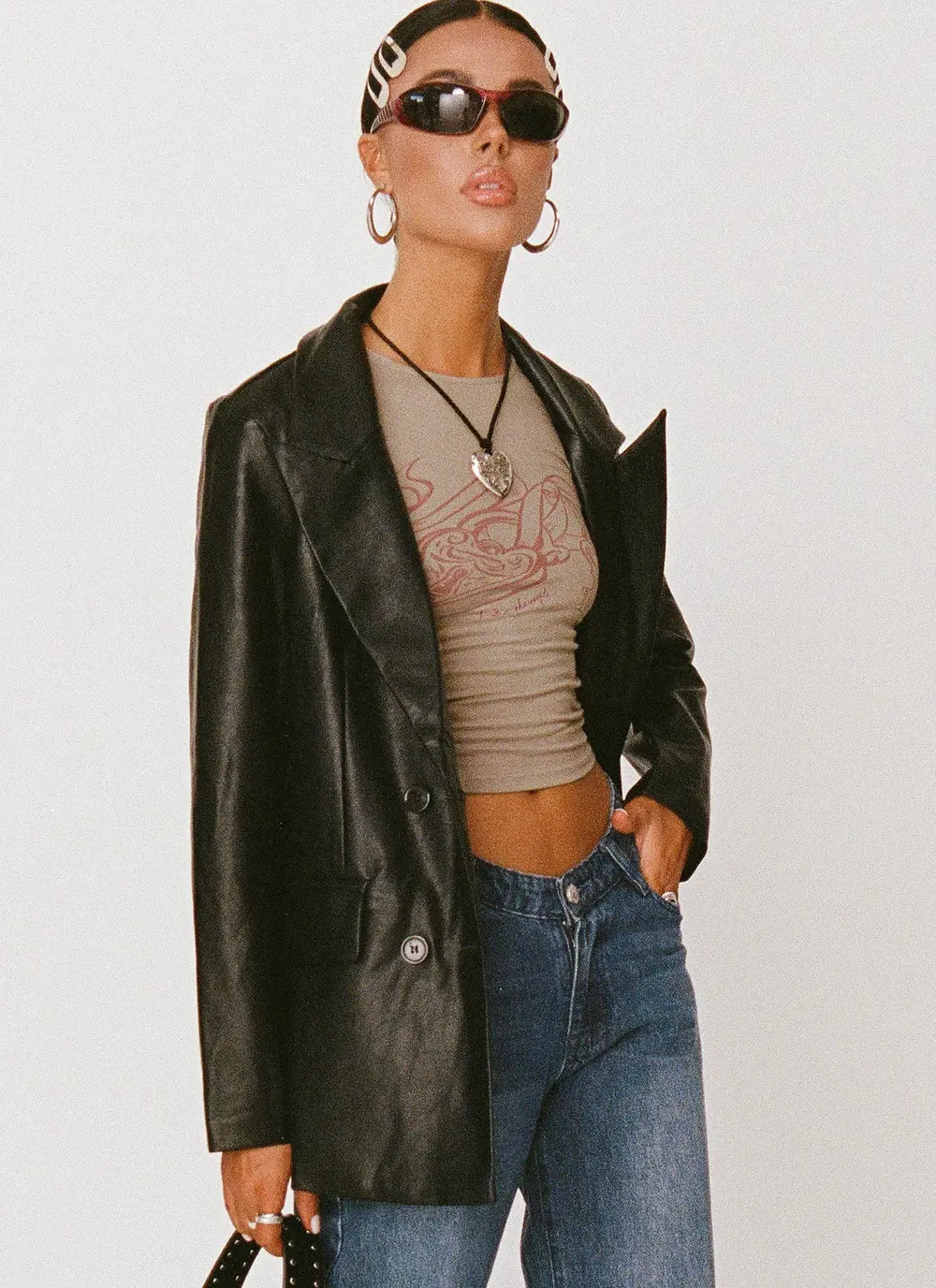 Ellen Faux Leather Blazer