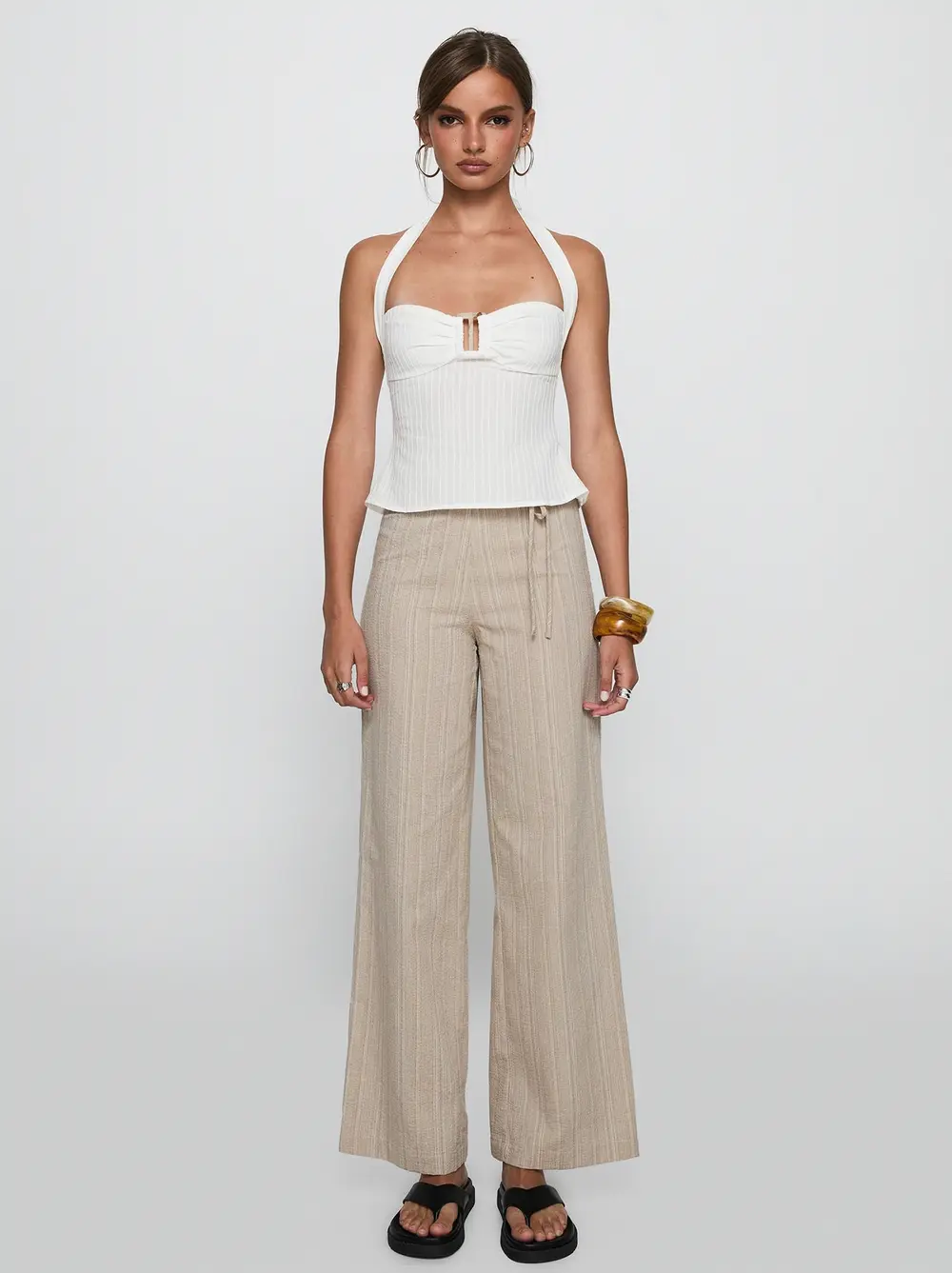 Rush Hours Tie Up Pants Beige