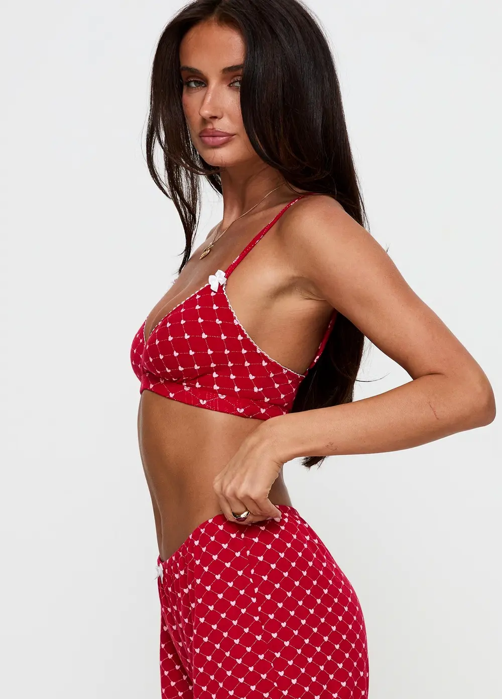 Slumber Pointelle Sleep Bralette Red