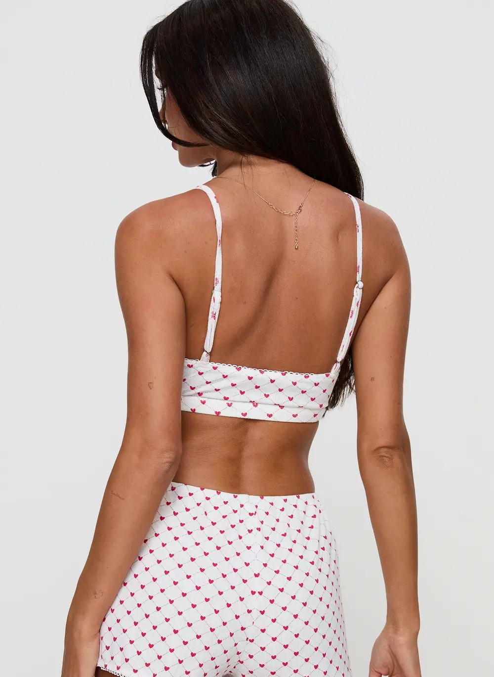 Slumber Pointelle Sleep Bralette White / Red