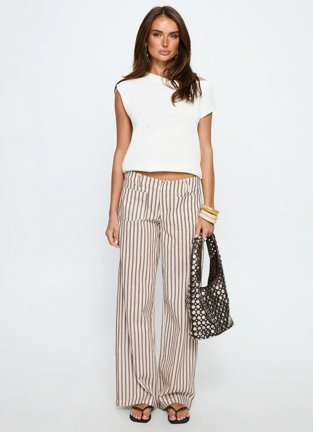 Vendi Low Rise Pant Brown Stripe