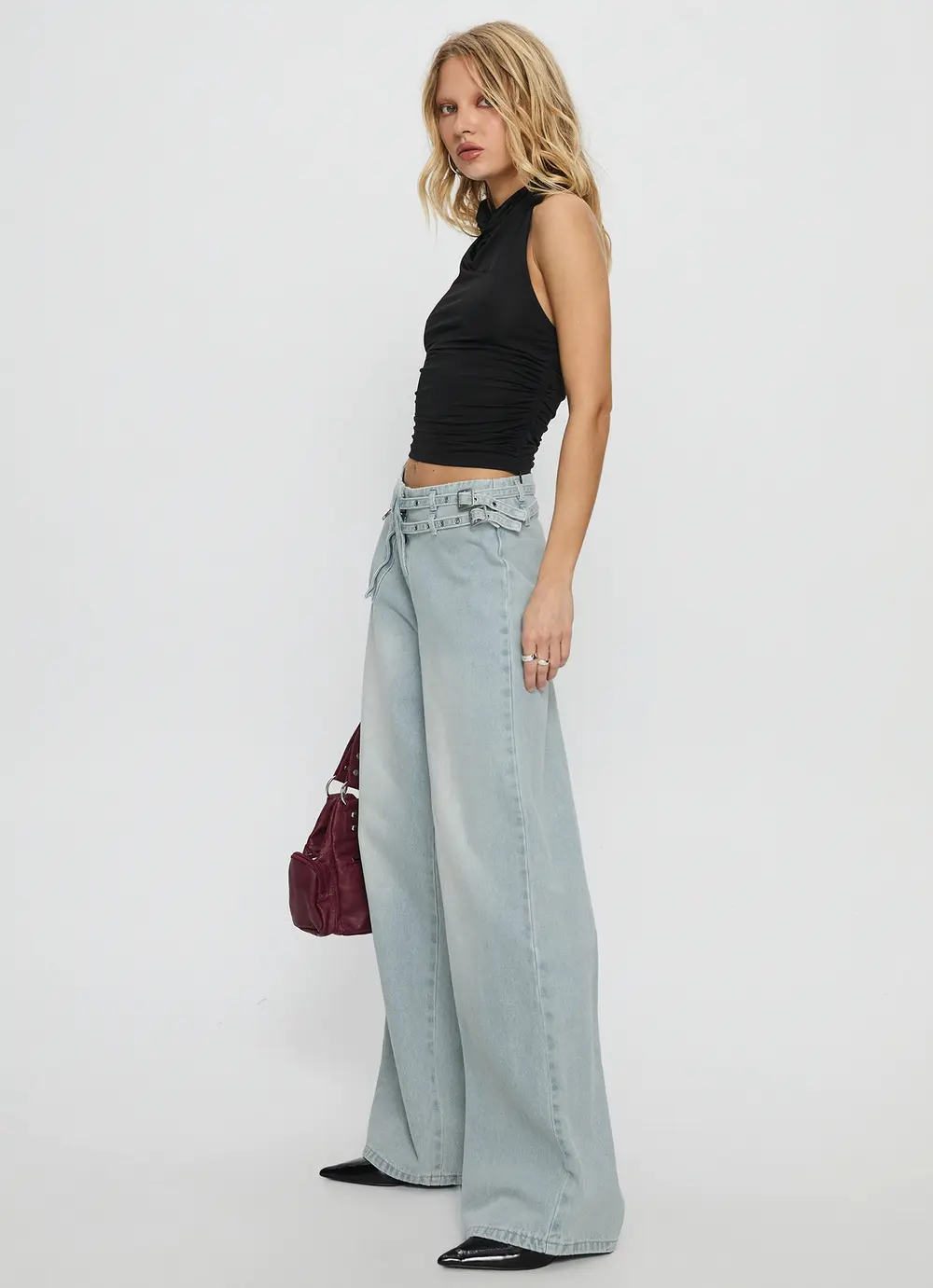Paltrow Mid Rise Wide Leg Cargo Jeans Black