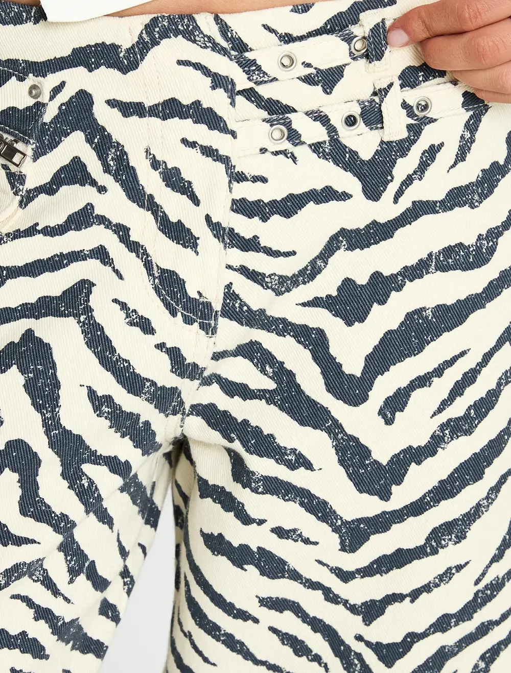 Paltrow Mid Rise Wide Leg Cargo Jeans Zebra